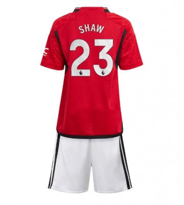Maillot de foot Manchester United Luke Shaw #23 Domicile enfant 2023-24 Manches Courte (+ pantalon court)